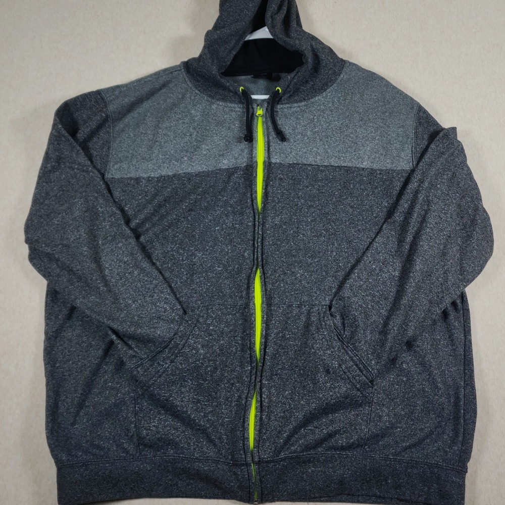 Batman DC Comics Full Zip Hoodie Heather Gray Neon Accents Size 2XL Gorpcore